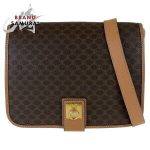 Celine Macadam Brown Leather Crossbody Shoulder Bag